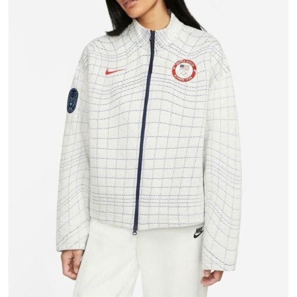Nike Sportswear Jacket Womens Full Zip Team USA Olympics White DJ5246 121 - Picture 2 of 13